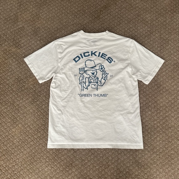 Dickies White Tee with Blue Green Thumb Graphic - Picture 1 of 5